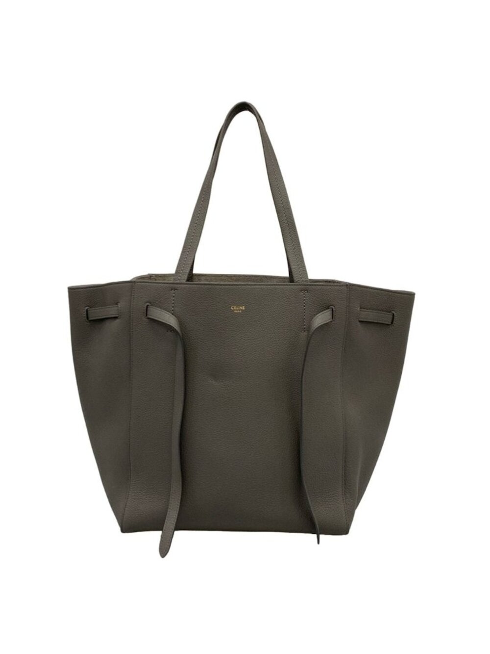 Celine Tote Bag Cabas Phantom Small with Belt Dark Gray Leather